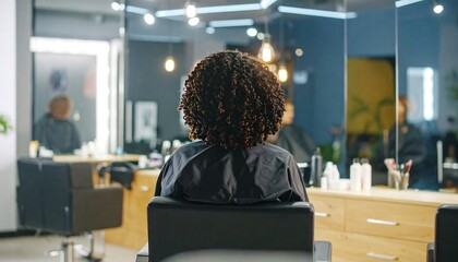 A person sitting in a salon chair