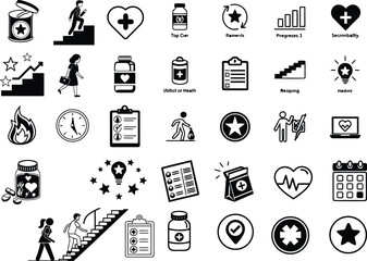 Business and Web Icon Set in Black Vector Style