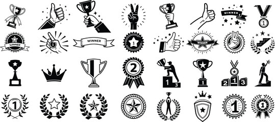 Black and white vector set of Christmas tree holiday decoration icons