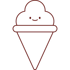 Flat Ice Cream Cone Illustration