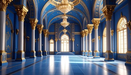 Fototapeta premium Grand azure hall with ornate details