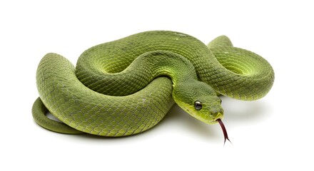 Fototapeta premium Green Snake Isolated on White Background