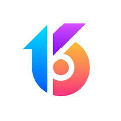Number 16 creative colorful logo design