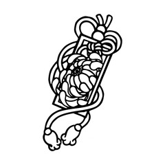 vector line art of oriental knot and blooming flower