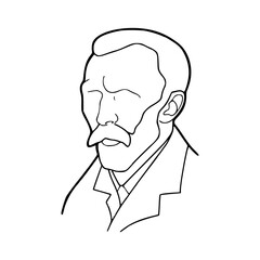 faceless line art portrait of vintage man
