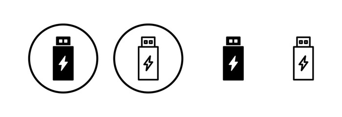 Usb icon logo design. Flash disk sign and symbol. flash drive sign. usb charging