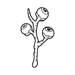 Halloween spooky eyeball tree illustration