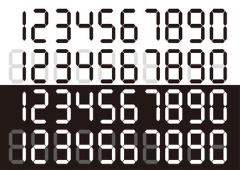 デジタル　数字　7セグメントフォント　白　黒　文字