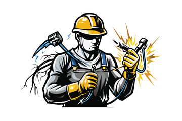 Electrician Esports Mascot Logo for T-shirts & Stickers - Technician Emblem