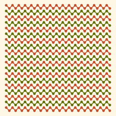 Wavy Seamless Pattern Olive Green and Brick Red Color