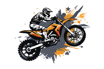 Motocross Dirt Bike Esports Logo for T-shirts & Stickers - Off-Road Racing Mascot