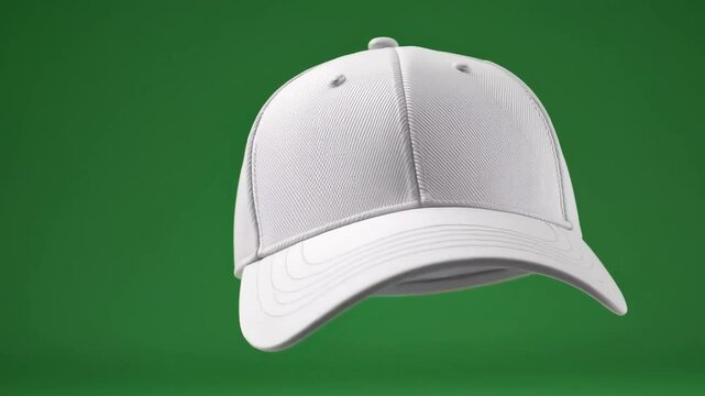 White Baseball Cap on a Green Background with No Branding or Logos with ai generated
