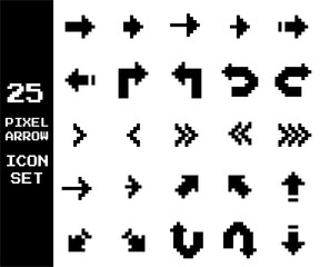 Obraz premium Pixel Arrow Icons – 8-Bit Direction Icon Set