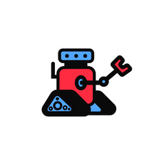 Robot Cartoon Character on Wheels Icon Logo Vector Design Illustration