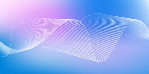 Abstract blue gradient background with shining lines waves. Minimalist background for banner, poster, cover, brochure, flyer, website
