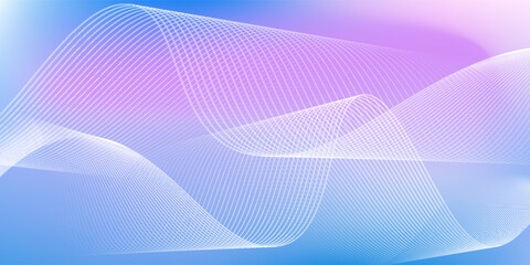Abstract blue gradient background with shining lines waves. Minimalist background for banner, poster, cover, brochure, flyer, website