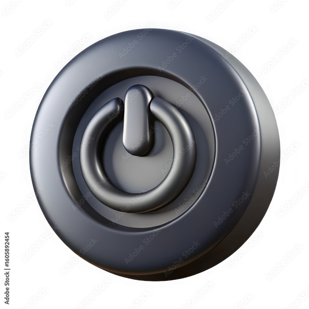 Poster metallic power button symbol isolated on transparent background