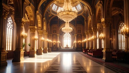 Grand hall with sunlight