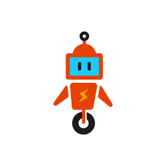 Simple Cute Robot Character Cartoon Icon Logo Design Vector