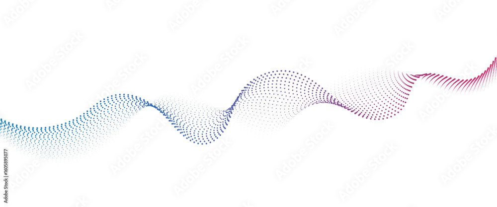 Poster flowing dot wave halftone gradient pattern on transparent background