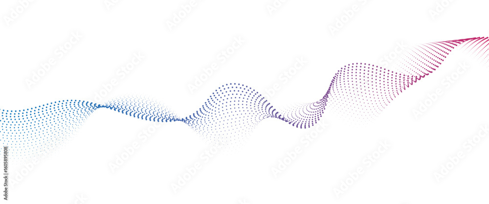 Poster flowing dot wave halftone gradient pattern on transparent background