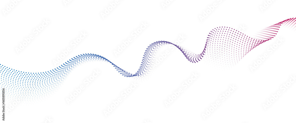 Poster flowing dot wave halftone gradient pattern on transparent background