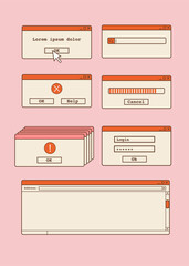 Retro user interface set stock illustration