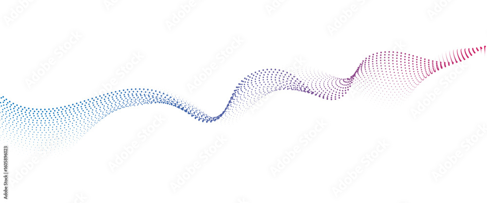 Poster flowing dot wave halftone gradient pattern on transparent background