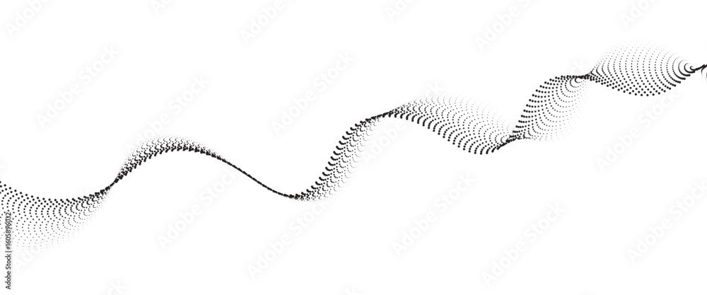 Poster flowing dot wave halftone gradient pattern on transparent background