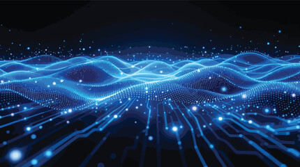 Obraz premium Abstract digital landscape depicting data flow and technological innovation.