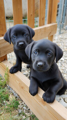 Two Adorable Puppies with Big Soulful Eyes Cuddling Together