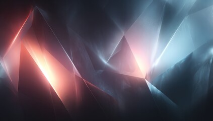 Abstract geometric shapes with vibrant glowing light.