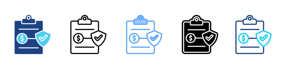 Insurance Policy icon sheet multiple style collection