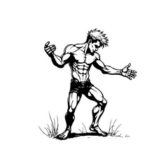 Illustration of a muscular man flexing muscles, vector art showcasing fitness and body health perfect for gym and workout