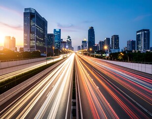 Fototapeta premium City highway at sunset