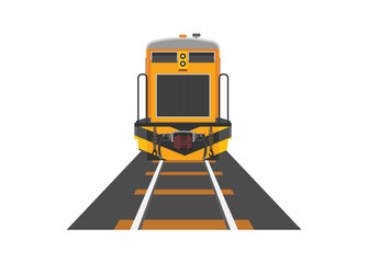 Narrow gauge diesel locomotive. Front view. Simple flat illustration.