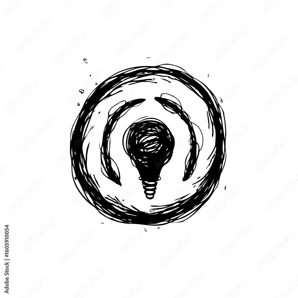 Poster conceptual hand-drawn illustration showcasing idea generation lightbulb concept surrounded by nurtur