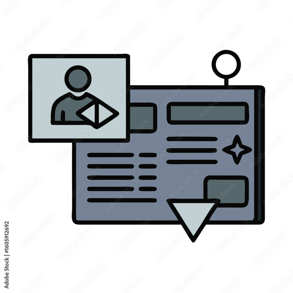 Fototapete A conceptual depiction of a user interface or control panel. Featuring a person icon with interaction arrow.