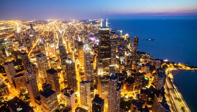 City lights skyline at dusk