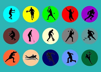 Sports Silhouette Collection Basketball Soccer Badminton Golf Football and more