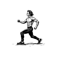 Dynamic muscular man runs with determination: a powerful symbol of health fitness and energy vector illustration