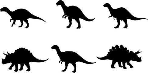 set of vector dinosaur silhouette icons

