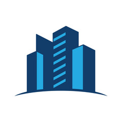 Skyscraper Logo Design Blue Urban City Icon for Real Estate Branding