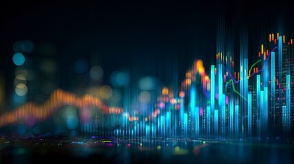 Financial market trends visualized with digital charts and bokeh effects