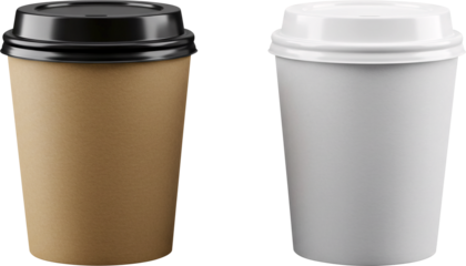 Two Coffee Cups with Different Lids Ready for Takeaway Drinks.