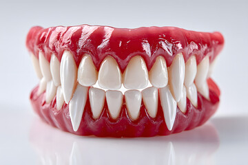Spooky Red Denture with Vampire Teeth Prosthetic Halloween Costume Prop. Ai Generated Images