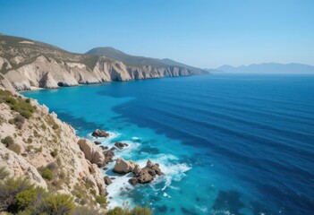  Minimalist Landscape Clean lines and a limited color palette emphasize the natural beauty of the coastline.