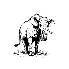 Majestic elephant illustration in striking black and white capturing the beauty and power of nature