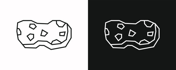 Sponge Icon in Black Line Art and White Line Art Cutout Style