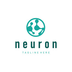 Obraz premium simple molecular concept of neuron logo design which is simple minimalist cell and also simple molecular structure design as silhouette and poster illustration template